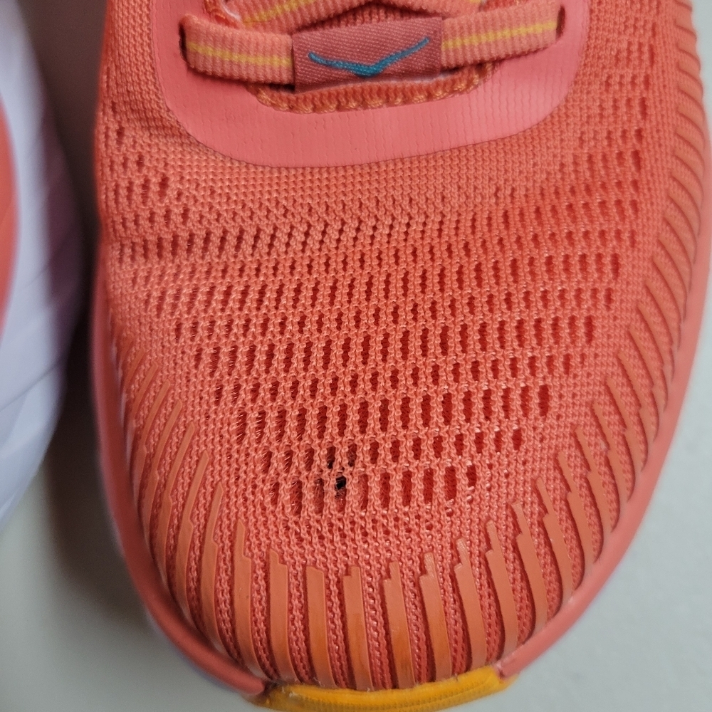 Hoka One One Women's Coral and Yellow Running Shoes - Picture 12 of 16